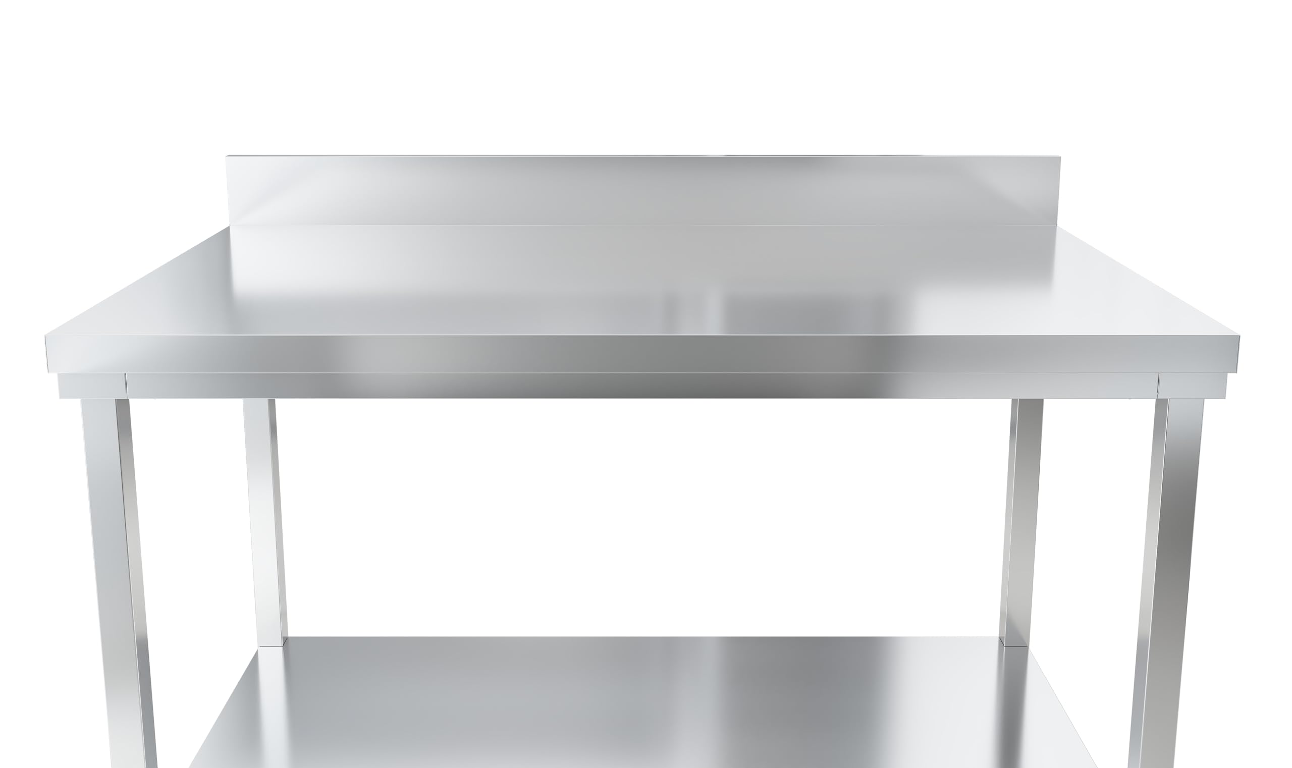 METRO Professional Tavolo da lavoro con alzatina GWTS4147B, acciaio inox, 140 x 70 x 85 cm, 2 ripiani, argento, ideale per ristoranti