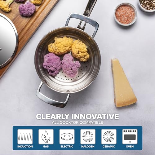 Viking 3-Ply Pots and Pans Set, 12 Piece Stainless Steel Kitchen Cookware Set with Lids, Dishwasher Safe, Induction Ready, Cast Black - Image 6