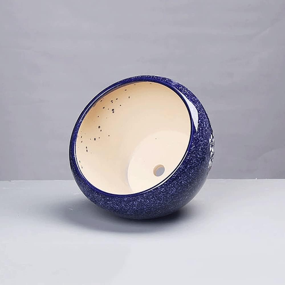 Doniczka wewnętrzna Bardzo duża ceramiczna doniczka na kwiaty Niebieska doniczka z otworem drenażowym i spodkiem – 24,5 * 17,5 cm (24,5 * 17,5 cm)