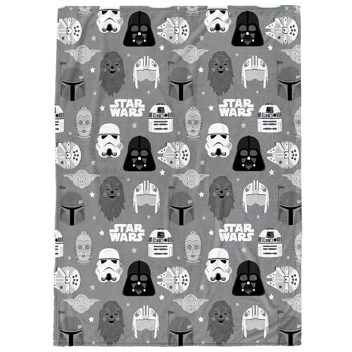 Jay Franco Kids Plush Throw Blanket Soft & Cozy Fleece Throw for Bedroom & Couch Dcor Official Licensed Product Grey - Star Wars 60x70 - Throw