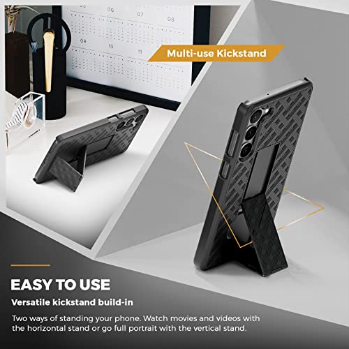 For Samsung Galaxy A54 5G Case With Clip, Belt Clip Case For Samsung A54 2023, Shell Holster Combo A54, Slim Rugged Drop Shockproof Protective Cover With Kickstand (6.4") | Motive #TOP3