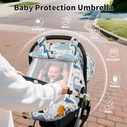 Image of Elstey Car Seat Cover Baby Boys & Girls, 3D Minky Dot Infant Carseat Canopy