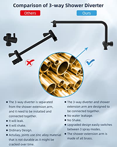 Hibbent Metal Shower Head, 10'' High Pressure Rainfall Shower Head/Handheld Showerhead Combo With 12'' Adjustable Shower Extension Arm, 7-Spray, 71'' Hose, Showerhead Holder, Matte Black #TOP3