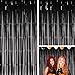 Moohome 2 Pack 3ft x 8ft Black Foil Curtains Metallic Tinsel Fringe Curtains Shimmer Door Window Curtain Backdrop for Birthday Wedding Bridal Shower Baby Shower Halloween Photo Booth Party Decorations