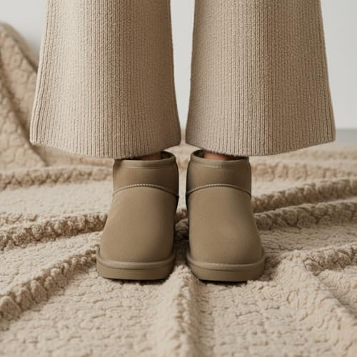 Image of CUSHIONAIRE Hip-3 Genuine Suede Leather Ankle Boots for Women - Pull On Cozy Faux Fur Boots Womens Shoes with Comfortable Memory Foam