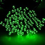 Tuokay Łańcuch świetlny 22M zasilany energią słoneczną 8 trybów 200 diod LED wodoodporny łańcuch świetlny do dekoracji podwórka ogrodu na taras ślub (zielony)