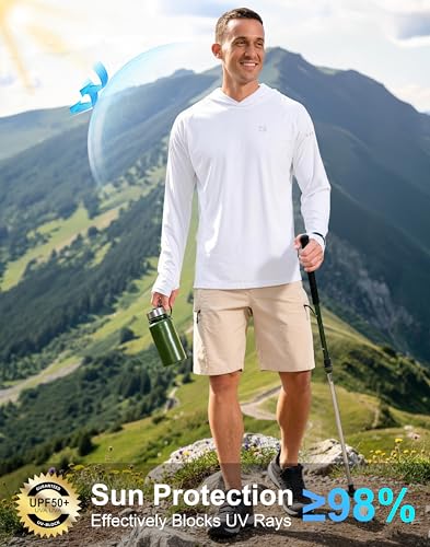 Image of Men's Sun Protection Hoodie Shirts Long Sleeve UPF 50+ Swim Shirts for Men Rash Guard Fishing Shirt Quick Dry