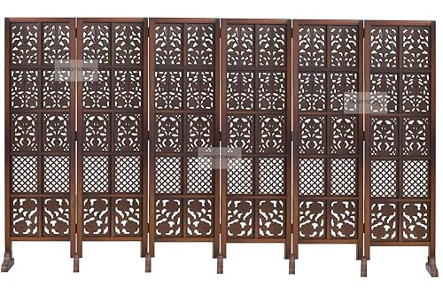 Image of Wooden Room Partition with Stands /Wall Divider for Living Room /Room Divider Wall Separator for Office (6 Panel- Mix with Stand)