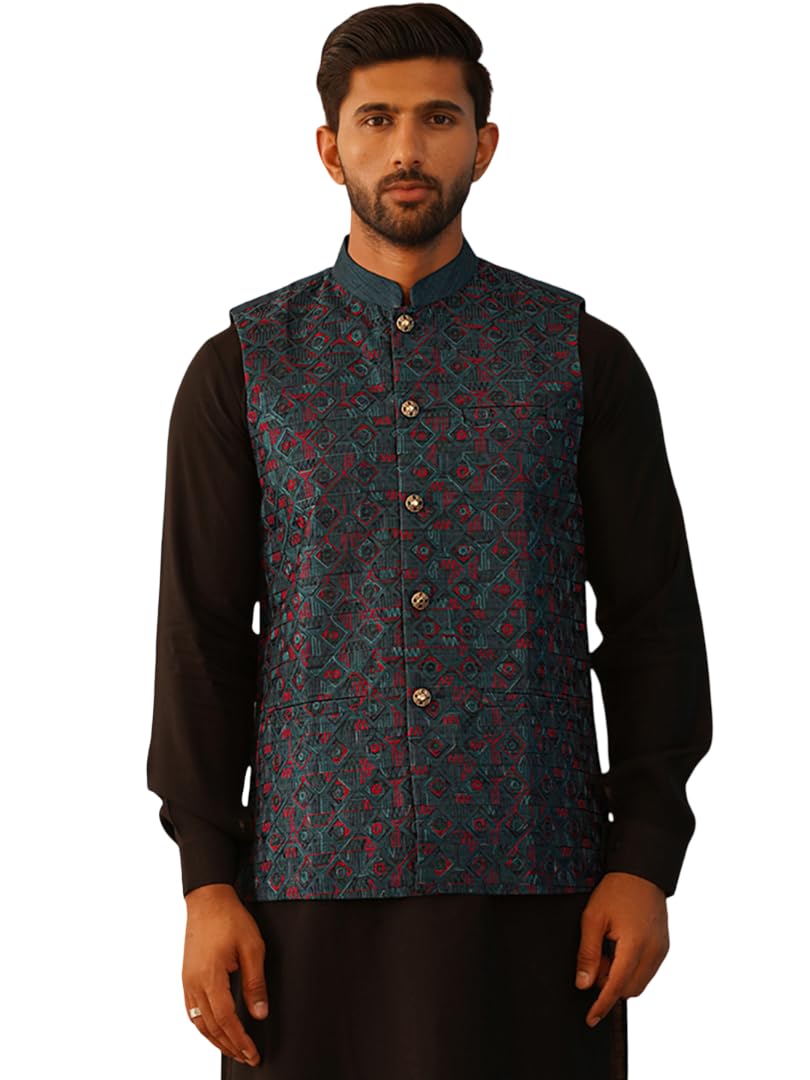 jompers Embroidered Silk Blend Nehru Jacket-picture-32