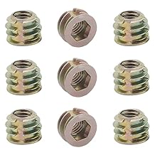 MroMax Hex Threaded Inserts M6 Internal Threads Hex Drive Hex-Flush 0.31-inch Length Screw in Nut Threaded Wood Inserts Metric,Zinc Alloy Furniture Bolt Fastener Connector for Soft Wood 50pcs