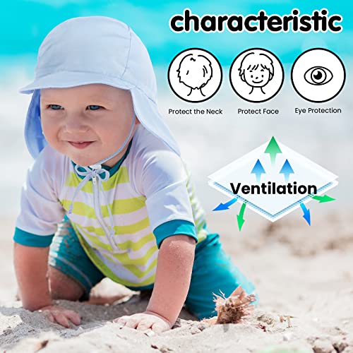 Simplikids Kids Sun Hat For Baby Upf 50+ Uv Ray Sun Protection Hat Kids Pool Hat W/Neck Flap Kids Beach Hat,Light Blue,2-4 Y #TOP3