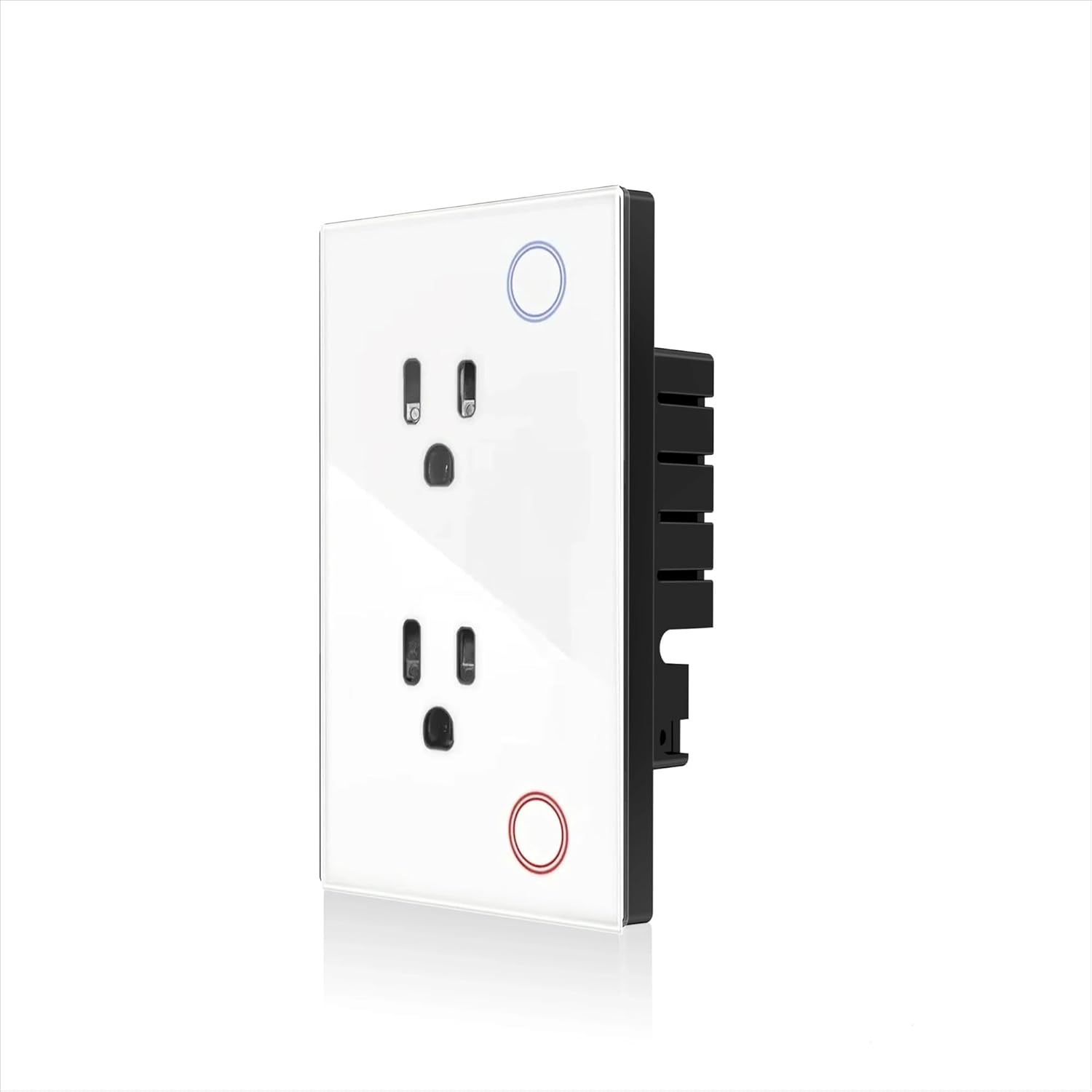 Smart Wall Socket US Electrical Monitoring Plug Glass Panel Outlet Timer App Remote by Home(Black)