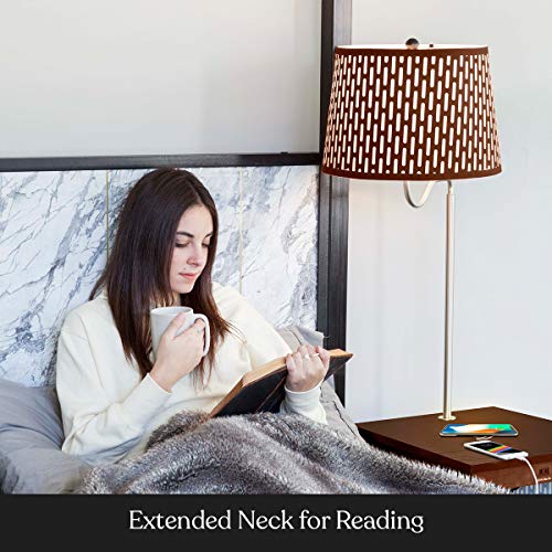 Brightech Madison W. Table & Lamp Combo, Desk Lamp With Wireless Charging Pad And Usb Port, Bedside Reading Lamp, Nightstand Lamp With Led Bulb For Bedroom, Living Room, Office - Havana Brown #TOP4
