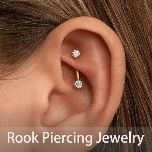 9PCS Gold Eyebrow Piercing Jewelry Titanium, Rook Jewelry Gold Surgical Steel Silver Eyebrow Rings for Women Men CZ Tiny Labret Lip Daith Navel Belly Button Helix Tragus Piercing Jewelry 16G 6mm/8mm/10mm2
