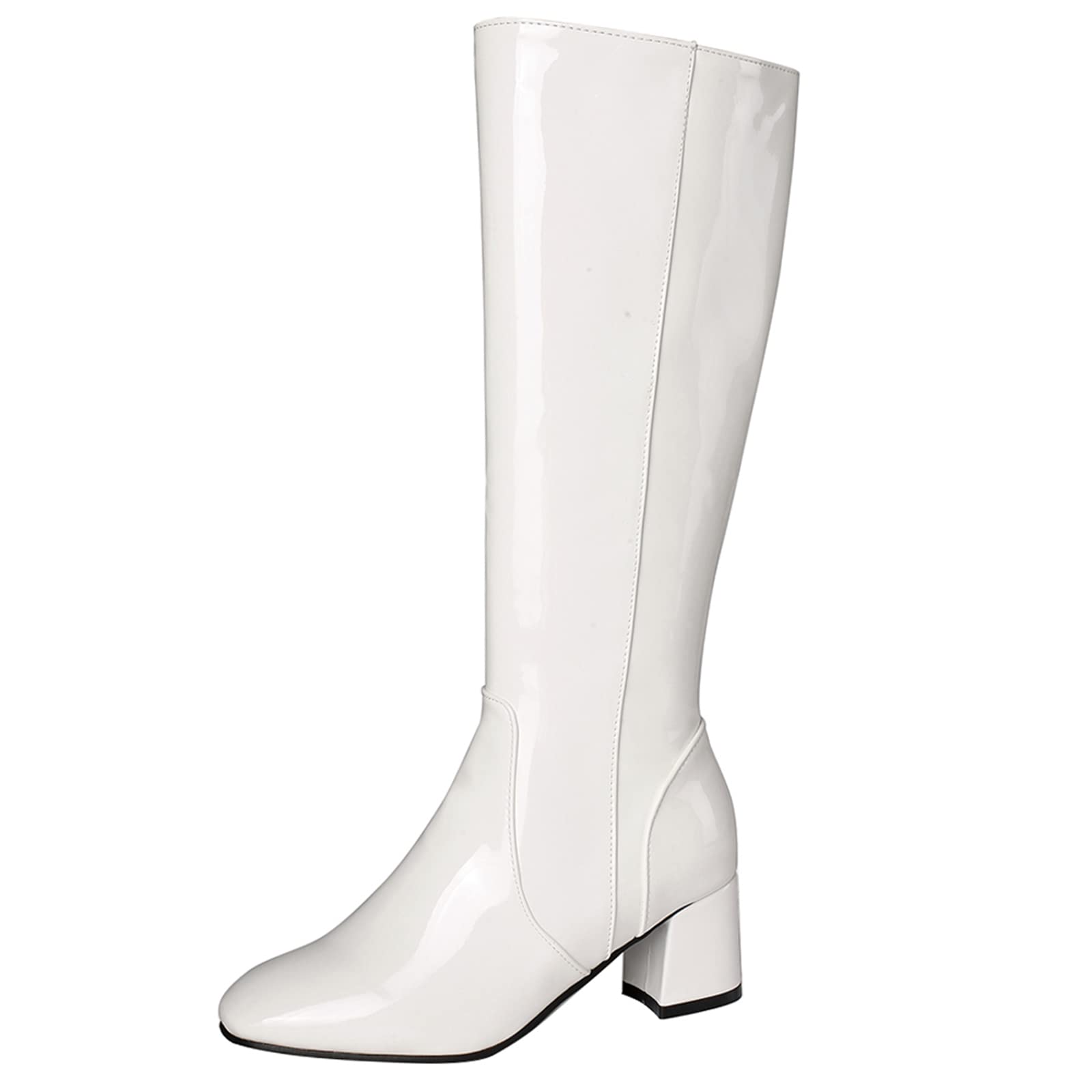 Gicoiz Mujer Punta Quadrada Invierno Stylish Knee High Botas de Montar Charol