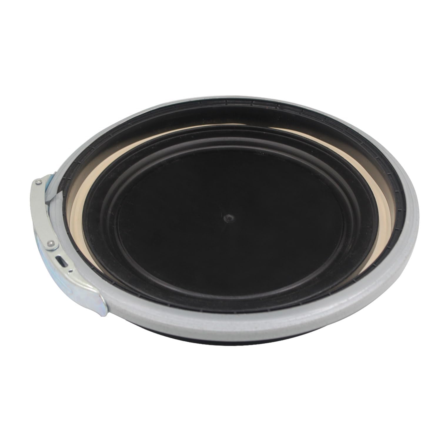 Couvercle et cerclage metallique pour bidon eau grande ouverture fut stockage fût plastique avec couvercle collier de serrage rapide (argent noir, 120L OD430 + OD440 ID412mm (cerclage + couvercle))