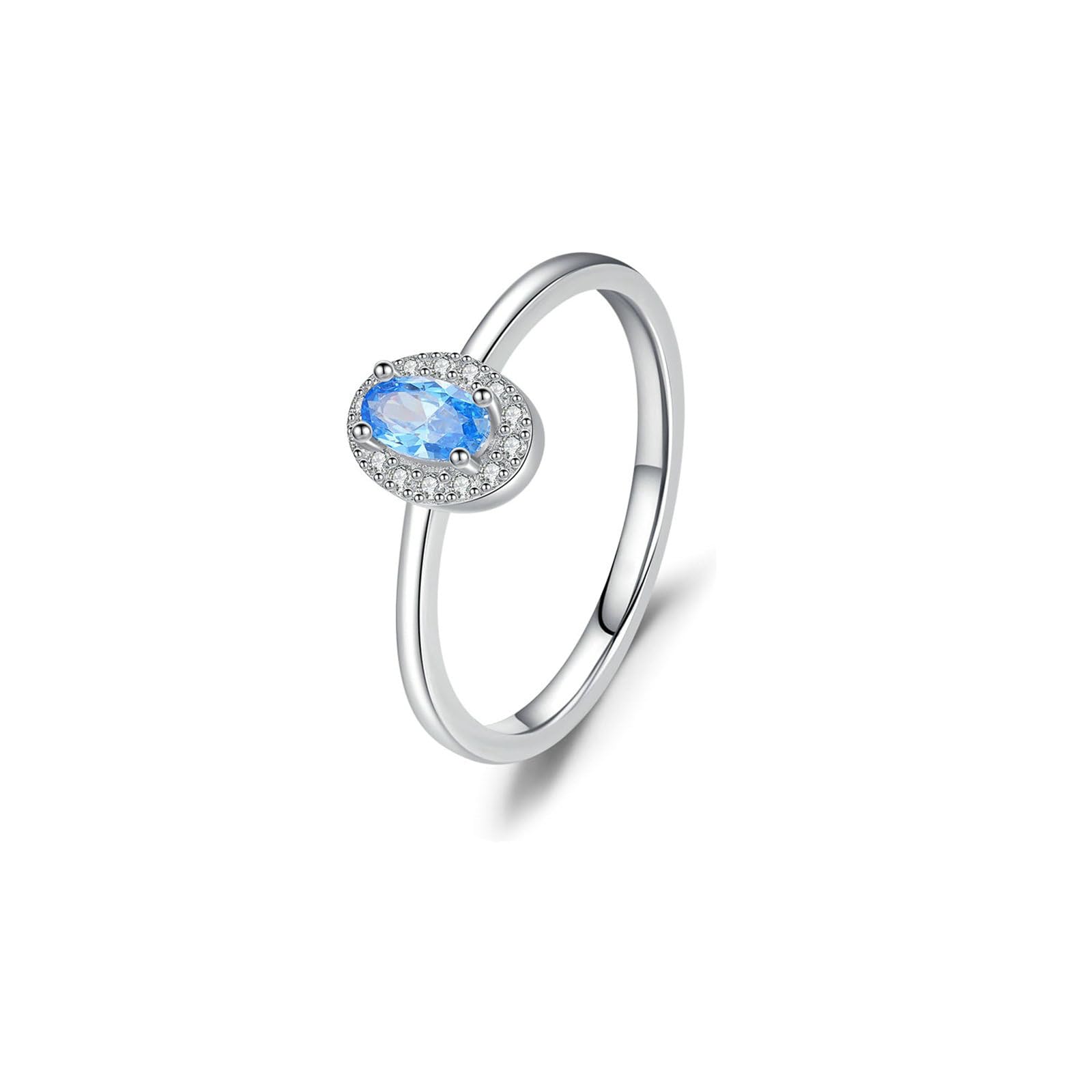 Anillo de mujer 375 585 750 oro blanco topacio, anillos de compromiso ovalados con topacio, alianzas de boda, sin níquel, talla 50 (15,9) - 62 (19,7)