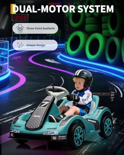 Kids Electric Drift Go Kart, Dual Motor Ride-on Car with LED Lights, Safety Belt & 2.4G Remote Control for Ages 3-12 — view 5