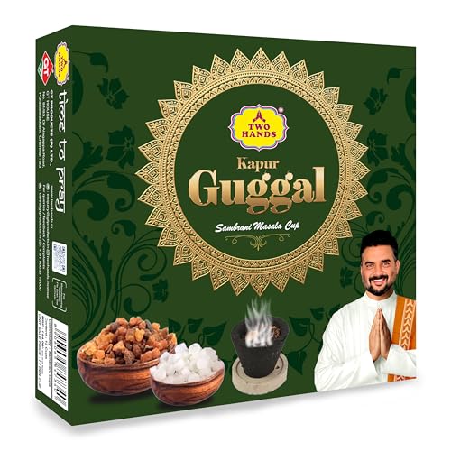 Image of TwoHands Kapur Guggal Sambrani Dhoop Cups for Pooja (36 Cups) | Kapur Guggal Loban Cup Dhoop | Natural Havan Dhoop Cups for Home, Meditation & Festivals | Pack of 3x12 + Free Burner Plate