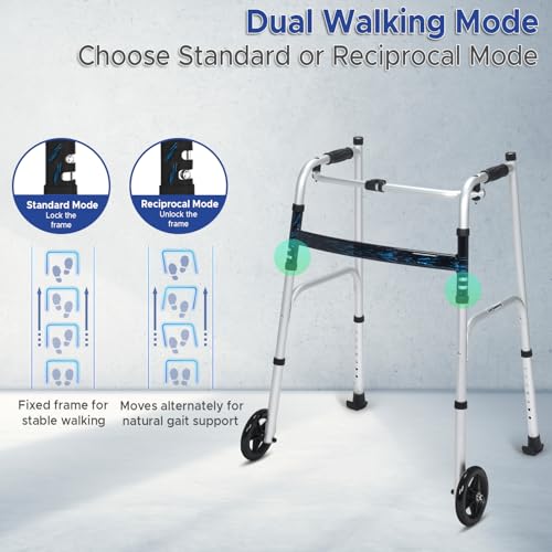 Image of KosmoCare Upright Walker With 5 inch Castors | Height Adjustable With Forearms | Folding for Elderly | Walking Aid for Adults