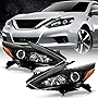 ACANII - For 2016 2017 2018 Nissan Altima Halogen w/o LED DRL Black Projector Headlights Headlamps Pair Set Left+Right