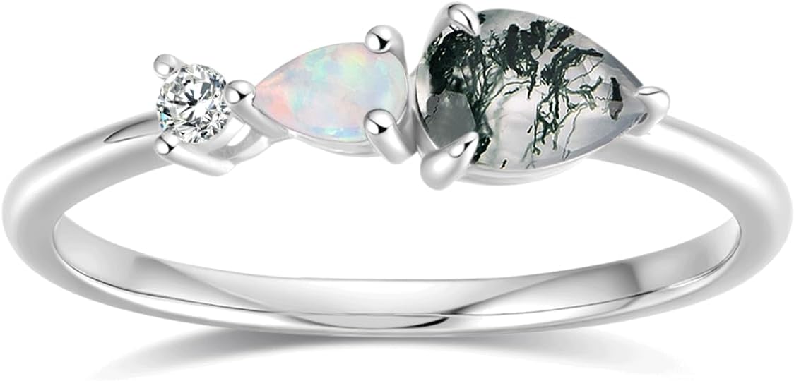 Dainty Statement Rings for Women Non Tarnish Stackable Ring Lightweight Art Deco Three Stone Wedding Promise Engagement Jewelry