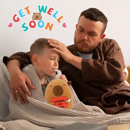 LSYDCARM Capybara Plush, 8 Inch Get Well Soon Stuffed Animal with Bandage & Heart Hug for Surgery Recovery, Emotional Support Plush Toy, Feel Better & Get Well Gifts for Women, Men & Kids