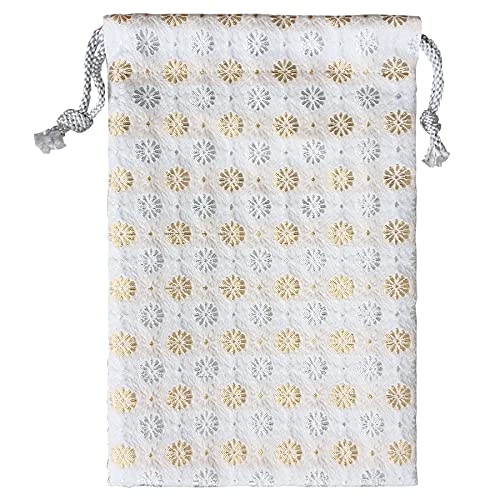 Brocade drawstring bag, lined with Nishijin brocade, Shirokogiku, size M.