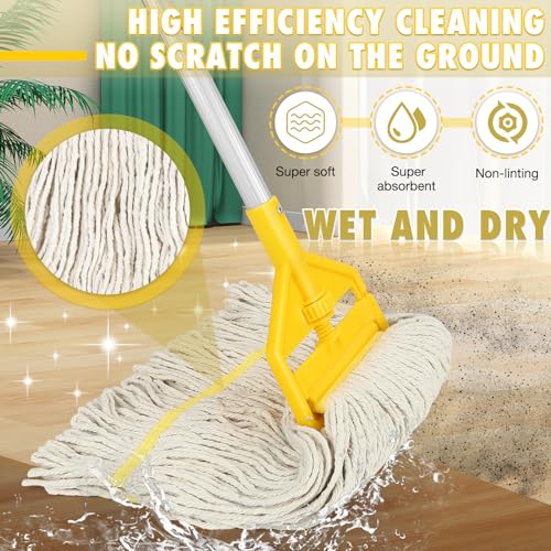 Commercial Mop Heavy Duty Industrial Cotton Mop with Long Handle,Looped-End String Wet Mops for Home,Garage,Office, Workshop, Warehouse Floor Cleaning - Image 3