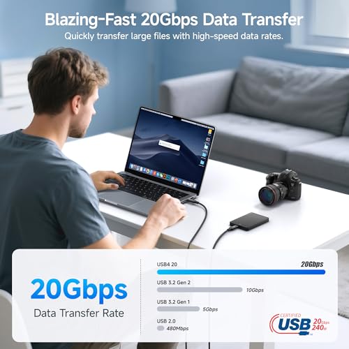 Image of Cable Matters [USB-IF Certified] 20Gbps USB4 Cable, 6.6ft | [8K@30Hz / 4K@120Hz Video, 240W Charging, 20Gbps Data Transfer] USB 4 Cable Compatible with Thunderbolt 4, MacBook, XPS