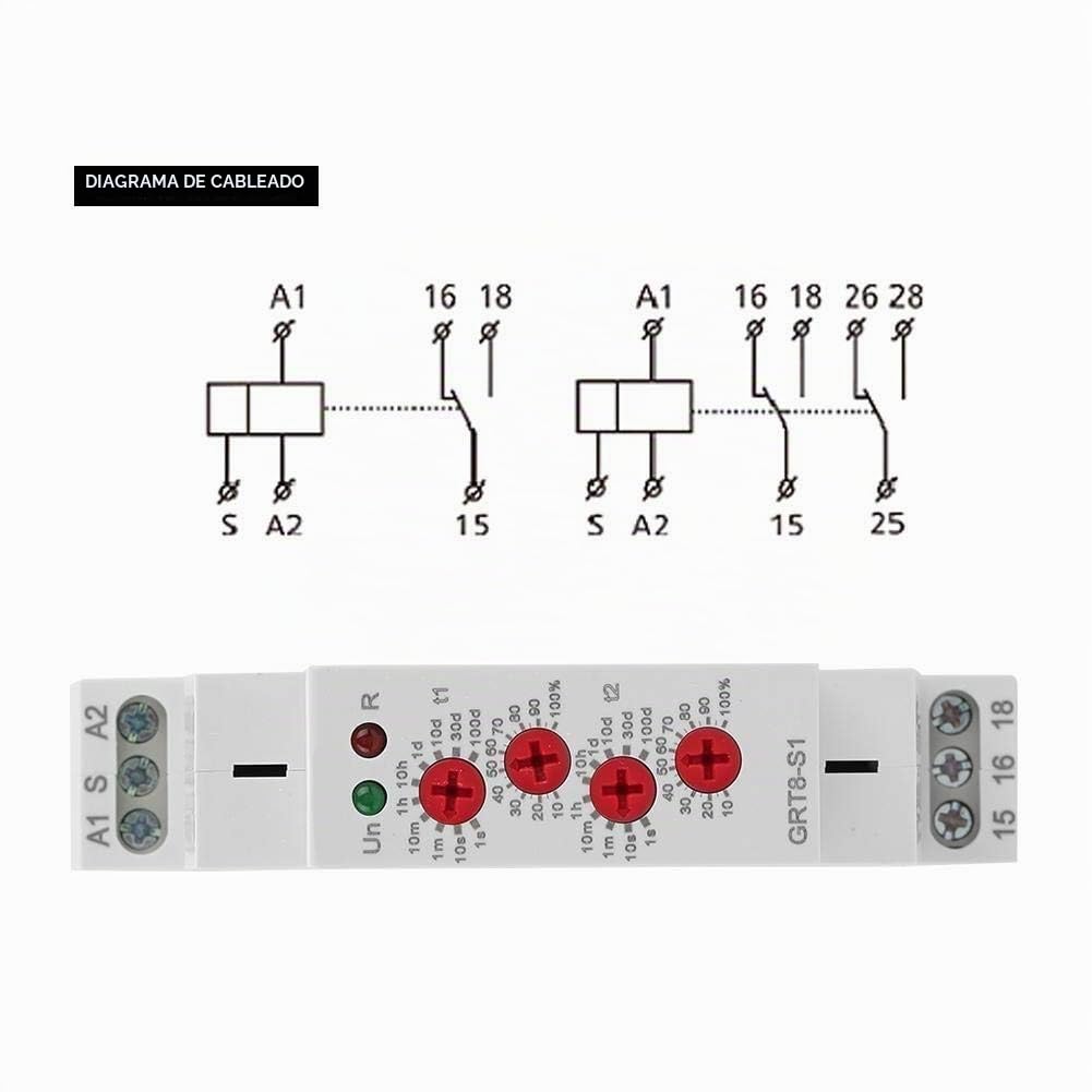 DEWIN Relé de Tiempo de ciclo asimétrico 220V AC, GRT8-S1 Relé de Retardo de Tiempo para carril DIN Relé de retardo modular de Encendido/Apagado