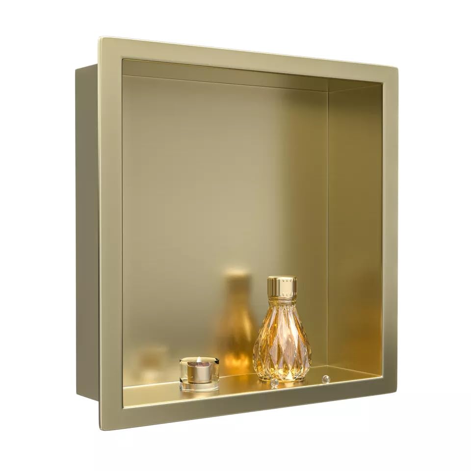 Niche de douche en acier inoxydable encastrée finition or haut de gamme