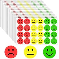 1200 PCS Smiley Face Stickers, 50 Sheets Round Red Yellow Green Educational Reward Review Stickers, Happy Sad Emotions Face Stickers Labels, Teachers Parents for Kids Reward, Feelings Diary