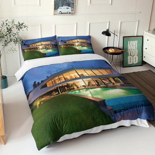 Housse de couette villa 3D parure de lit King en microfibre premium douce - 2