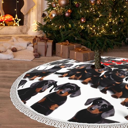 Jupe de sapin teckel décoration vacances hiver avec pompon - 8