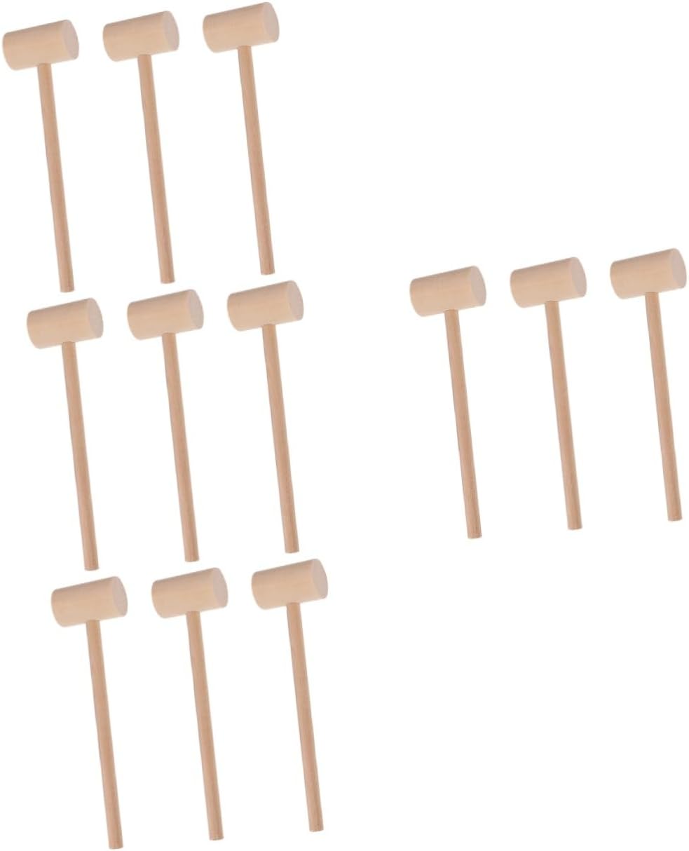 Alipis 12pcs Wooden Seafood Hammers for Cracking Shellfish Versatile Knocking Hammer for Home Cooks Chefs for Lobster Crab and Dessert Making