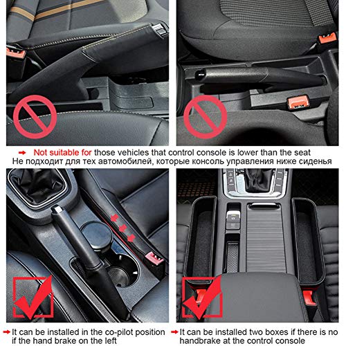 Xergur Car Seat Gap Organizer Front Seat Gap Filler, 1 Pair Multifunctional Car Storage Box with Cup Holder for Driver and Passenger Side - 4 Car Headrest Hooks for Purse Groceries Bag Handbag