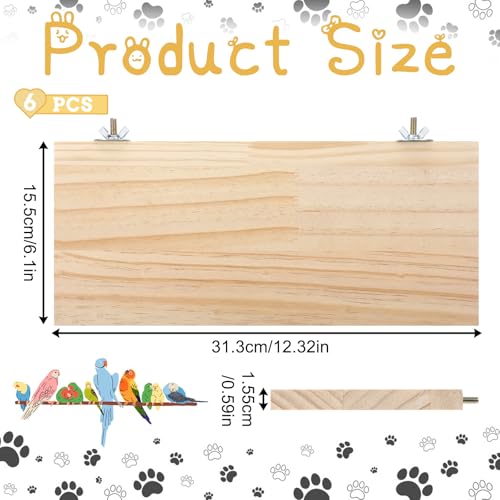 Perchoir pour perroquet en bois rectangulaire : lot de 6 supports contre l'ennui