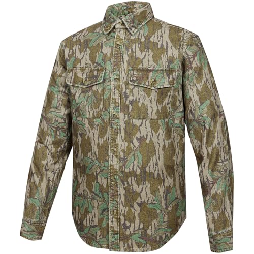 Drake Waterfowl Men's Throwback 80 Field Camo Cotton Twill Triple Needle Long Sleeve Button-Down Shirt with Reinforcements2