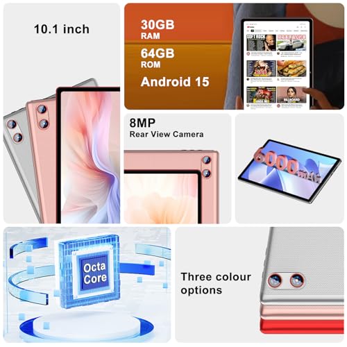 Image of 2026 Tablet 10 Inch Android 15 Tablets with Gemini AI, 30GB+64GB+1TB Expand, Octa-Core Electronics Tablets with Keyboard, 6000mAh, HD IPS Display, 5G WiFi, Split Screen, Widevine L1 - Sliver