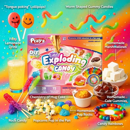 Image of Playz Edible Exploding Candy Making Kit for Kids Age 8-12, 29+ Fun Science