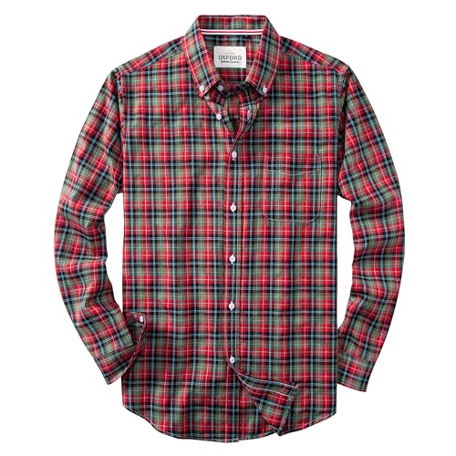 DELCARINO Mens Oxford Shirts Long Sleeve Slim Fit Lightweight Casual Button Down Shirts with Pocket Large
