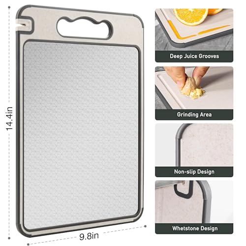 Tabla de cortar doble cara acero inox y paja de trigo miniatura 5
