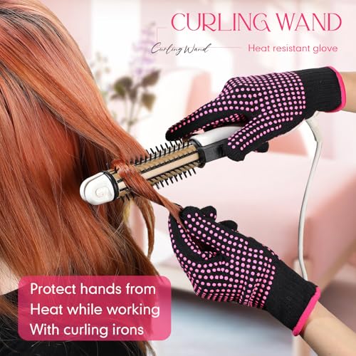 riyiper 3 pairs heat resistant gloves for sublimation gloves for heat press with silicone bumps applies to resistant work hair styling universal fit size