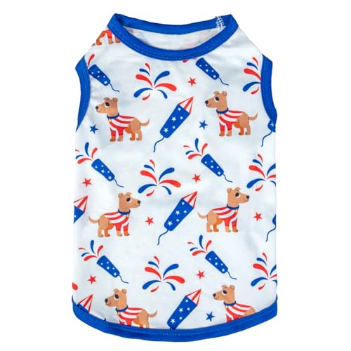 Image of CuteBone Dog Shirts 2-Pack Soft Pet Clothes Breathable Summer Vest for Small Puppy and Stretchy Cat Apparel