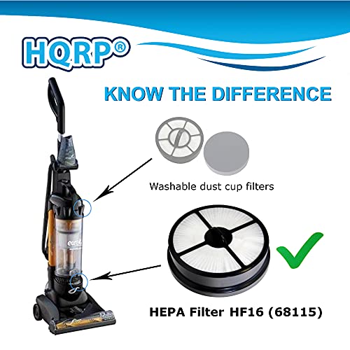 Hqrp Exhaust Filter Compatible With Eureka Hf-16, 68115, 68115A Fits Endeavor Nls 5400A, Airexcel Nls 5403A, Airspeed Zuum As5203A, As5204A Upright Vacuums #TOP3