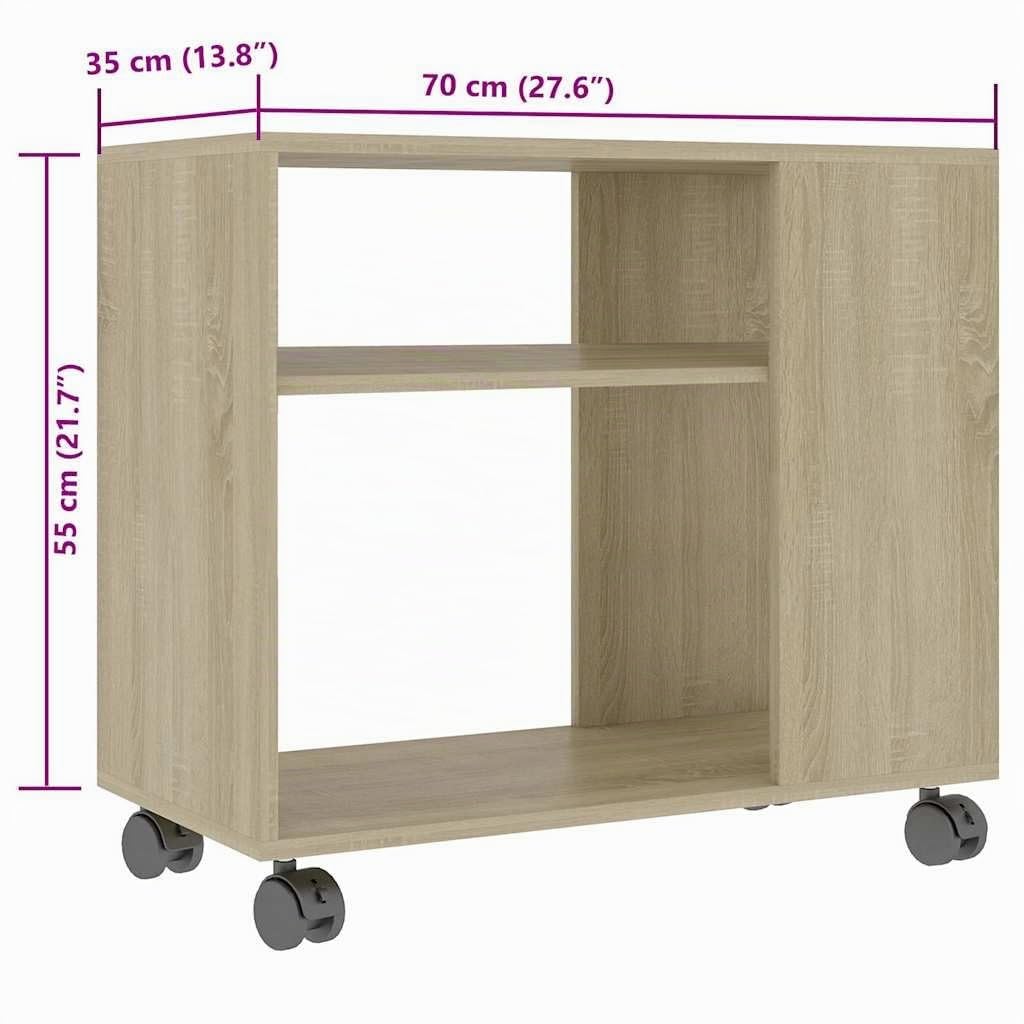 vidaXL Mesa Auxiliar de Madera contrachapada Color Roble 70x35x60,5 cm