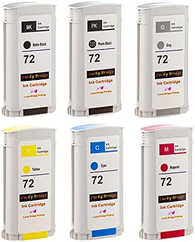 LKB 6PK Compatible HP72 Ink Cartridge Replacement with 130ML Use with designjet T1100 T1200 T1100ps T1120 SD-MFP T1120ps T2300 T610 T620 T770 Series printer (6 Pack) -UK