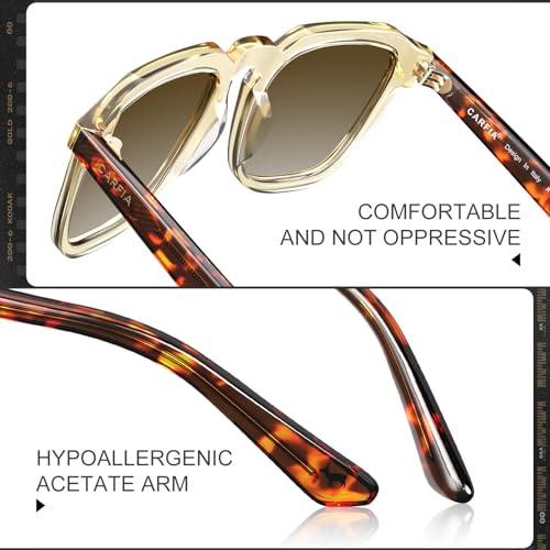 Image of CARFIA Retro Sunglasses for Men Polarized UV400 Protection, Hand-crafted Acetate, 60s Style Square Cool Sun Glasses