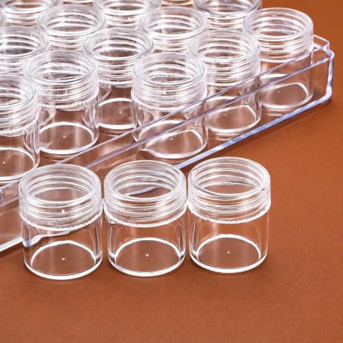 Image of Blulu 60 Bead Container Lidded Small Box, 1.15 x 1 Inch | Clear Plastic Jars for Diamond Painting Beads Jewelry Seeds Crafts, Organizer Case with Screw Top Lids